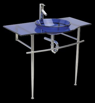 Glass Sinks Glass/Chrome Blue Glass Sink