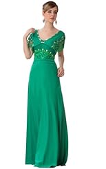 Chiffon/Taffeta/Tulle Cap Sleeves Lace Crystal Crystals Applique Beaded Bridesmaid Dress/Prom Dress 