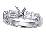0.85 cts Baguette Diamonds Engagement Ring - Platinum, 18kt White or Yellow Gold