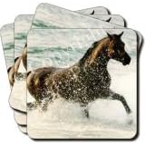 BLACK HORSE at SEA SHORE Set of 4 Coasters