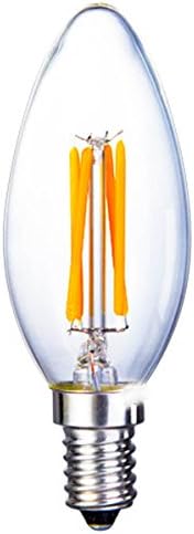 6-watt Dimmable Warm White 2700k Lerra Lighting LED Chandelier E12 Candelabra Bulb, 60-watt Incandescent Bulb Equivalent, Clear Glass 600 Lumens LED Lights, Torpedo Shape