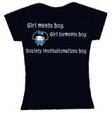 Meany Doodles Girl Meets Boy Girl Torments Boy Society Institutionalizes Boy Adult Tee Shirt Navy Blue