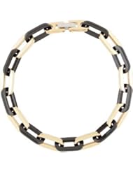 Black & Gold Immersion Plated Stainless Steel Rectangular Link Bracelet 08.50 Inch Black & Gold Immerse lating B5148