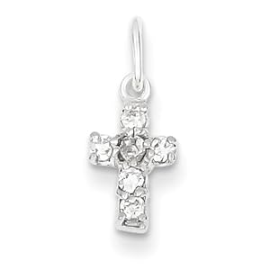 Cross Silver Amazon.com Sterling CZ cross  charm cz Charm