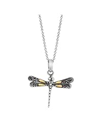 18K Gold & Sterling Silver Dragonfly Dragon Fly Philip Gavriel Designer Pendant Necklace