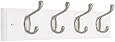 Liberty 129849 18-Inch Coat and Hat Hook Rail/Rack with 4 Heavy Duty Hooks, White and Satin Nickel