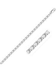 2.9mm 14K White Gold Heart Bracelet