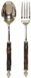 Decorative Salad Server With Dyed Bone Bamboo Shaped Handles