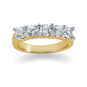 1.25 Five Stone Diamond Band in 18k Yellow Gold