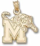 Memphis Tigers 5/8 M Tiger Pendant - Gold Plated Jewelry