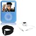 Apple ipod 3G New 3rd Generation Nano 4GB 8GB Blue Silicone Skin Case With Black Adjustable Sports Armband Plus 3.5 mm AUX Auxiliary Cable
