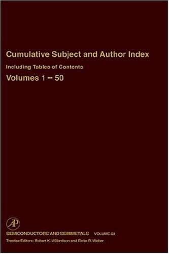 Cumulative Subject and Author Index Including Tables of Contents, Volumes 1-50, Volume 53 (Semiconductors and Semimetals) under Electric Conductivity in The Books Store