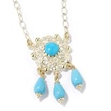 14K Gold 19" Coral or Turquoise Bold Elegant Charm Necklace by Regions of Italy