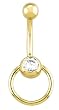 14 karat gold belly button ring with slave