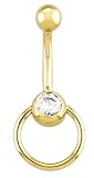 14 karat gold belly button ring with slave