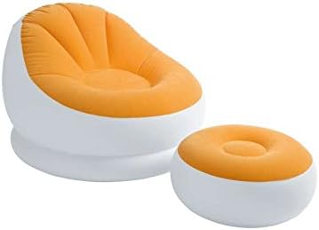 Gold Lion Intex Inflatable Cafe Chaise Lounge Chair Round Shape Orange