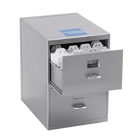 Miniature File Cabinet for Business Cards with Built-in Digital Clock, PI-9617