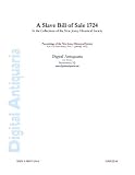 Slave Bill Of Sale 1724
