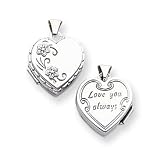 14k White Gold Heart-Shaped Reversible Floral Locket