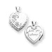 Jewelry : 14k White Gold Heart-Shaped Reversible Floral Locket