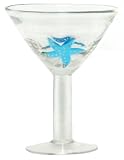 Hand Blown Glass Starfish Martini Glass 6.25"H Set of Four