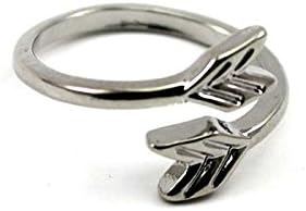 HuaYang Lady Girl Attractive Alloy Double Arrow Ring Finger Rings Xmas Gift(Silver)