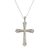 Sterling Silver Cross Pendant Necklace with Diamond Accents