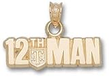 Texas A&M Aggies Solid 10K Gold ''THE 12TH MAN'' Horizontal Pendant