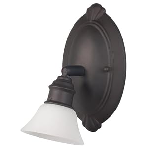 Canarm ICW217A01ORB10 Addison 1-Light Wall Mount Light with Flat Opal Glass Shades, Oil... by Canarm