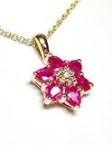 14k Oval Ruby & Diamond Flower Pendant