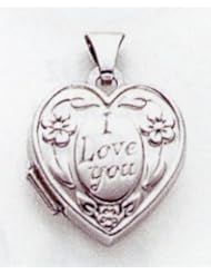 14kt White Gold "I Love You" Heart Locket - XL313
