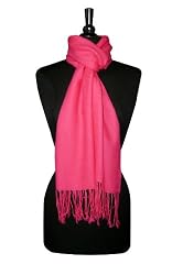 Biagio 100% Wool Pashmina Scarf Hot Pink Fuchsia Color Women's Shawl Wrap