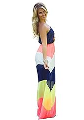 Sexy Strapless Halter Chiffon Striped Print Beaded Colorblocking Shirred Club Dress/Maxi Dress 