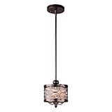Maxim Lighting 91150WHUB Mondrian 1-Light Mini Pendant, Umber Bronze Finish with Off White Fabric Sh