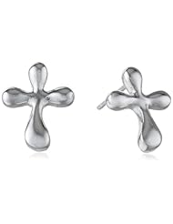 Sterling Silver X Shaped Button Earrings
