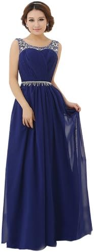 IBEAUTY DRESS Doubel Shoulder Long Crystal Prom Dress Plus Size Sapphire Blue US 14