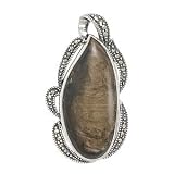 Sterling Silver Smoky Mother of Pearl and Marcasite Slide