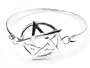 Sterling Silver Pentacle Pentagram Bangle Cuff Bracelet
