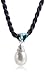Freshwater Cultured Pearl and Blue Topaz Drop Pendant on Silk Cord