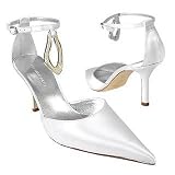 Borgo degli Ulivi Pure White Satin Evening Pump Shoes w/ Stingray Pendant