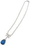 CZ Bars Link Necklace with Sapphire Bow and Briolet Drop