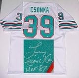 Larry Csonka, Miami Dolphins NFL Authentic Autographed White Throwback Jersey with 