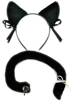 GONGXI Lovely Kitten Cat Head Hoop and Tail Animal Cosplay Accessory , Black