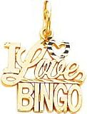 10K Yellow Gold I Love Bingo Charm Diamond-Cut Jewelry