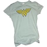 Wonder Woman Distressed Logo Crop Sleeve Fitted Juniors T-Shirt