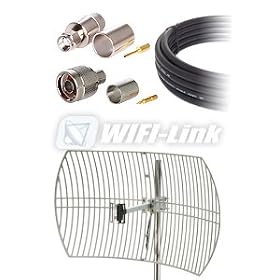 Grid 24 Dbi Antenna with Low Loss 400 SMA RP Male to N Male 35ft (10M) . Pre-assembled... by WIFI-Link
