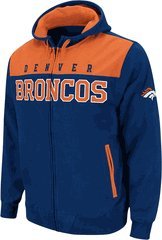 NFL Men's Denver Broncos End Zone All Pro Full Zip Hood (Navy, X-Large)