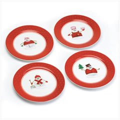 PERFECTLY PLAID CHRISTMAS PARTY DINNER PLATES SET FOUR