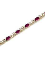 14k Yellow Gold Natural Ruby And Diamond Tennis Bracelet