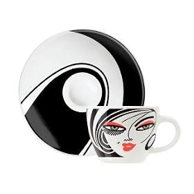 Espresso Coffee Mug and Saucer Set, My Little Darling, Elegant Face, Coffee Mug Set in Gift Box